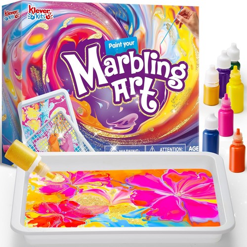 Water marbling paint - marbling, kids