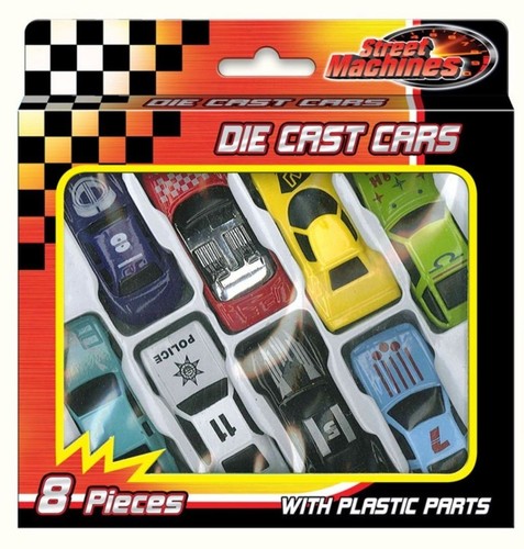 8pc racing cars - set, metal